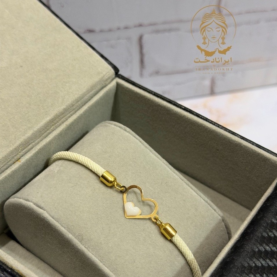 دستبند مینیمال طنابی قلب طلای 18 عیار