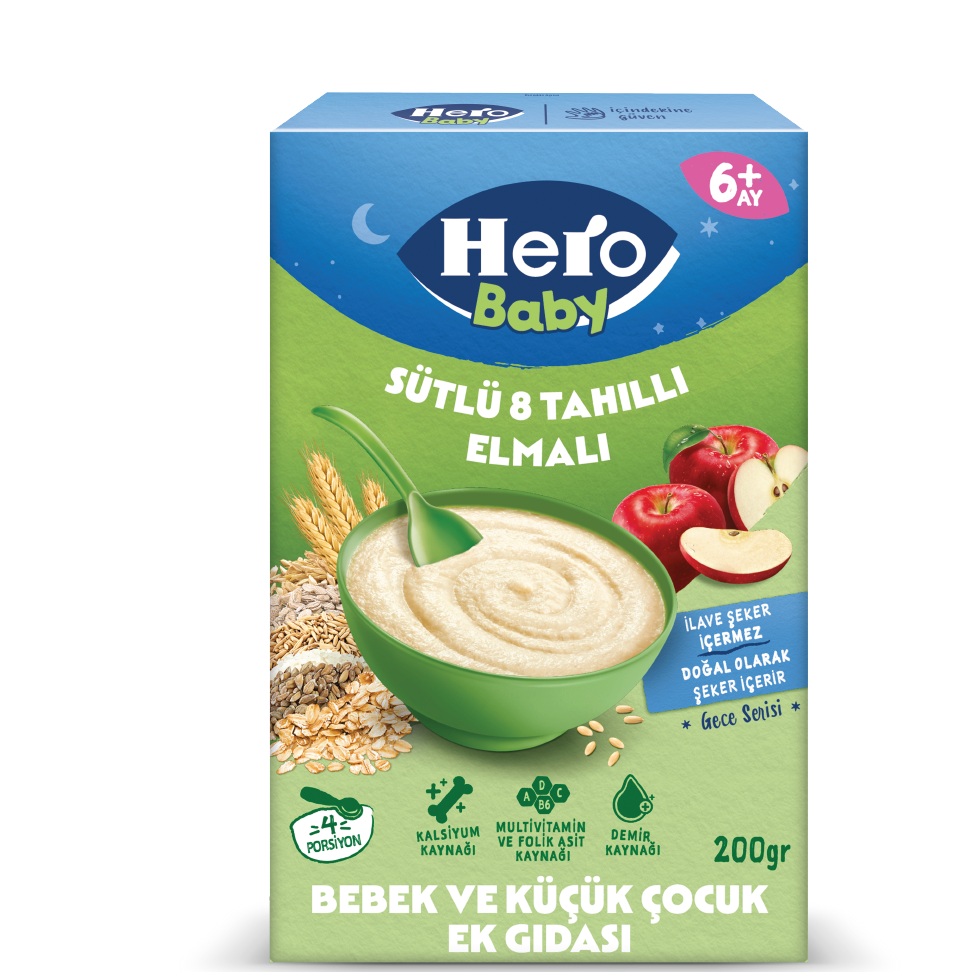 سرلاک 8 غله هیرو بیبی (Hero Baby) با طعم شیر و سیب 