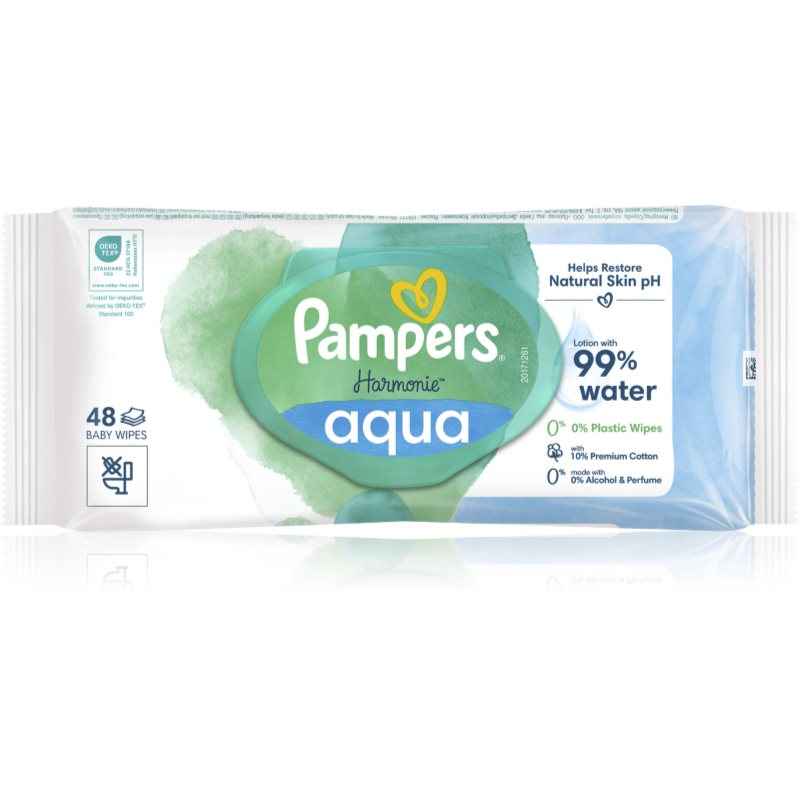 دستمال مرطوب کودک پمپرز Pampers مدل Harmonie Aqua بسته 48 عددی