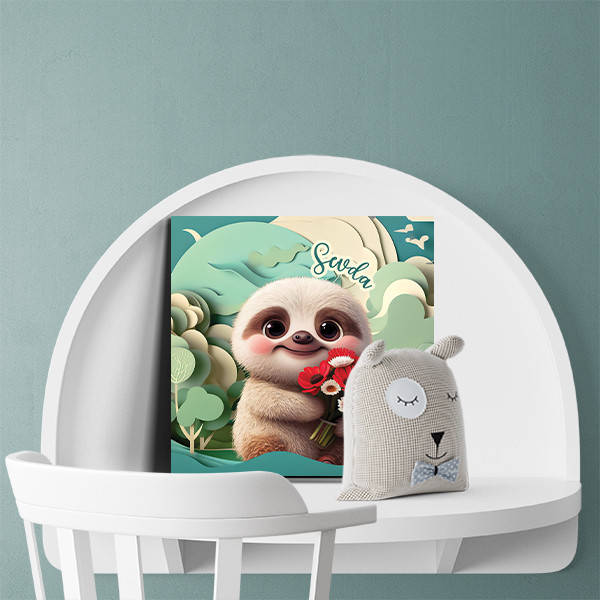 تابلو شاسی لاژید مدل اسم سودا طرح تنبل کارتونی کد sloth