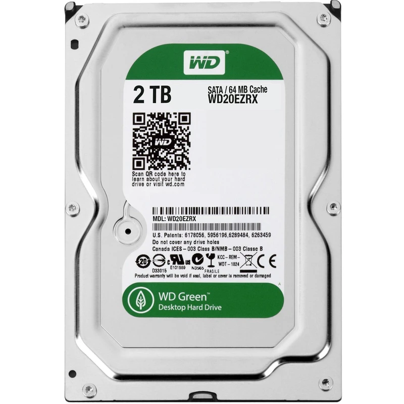 هارد دیسک اینترنال ظرفیت 2TB وسترن دیجیتال سبز گارانتی شرکتی (ریفر)