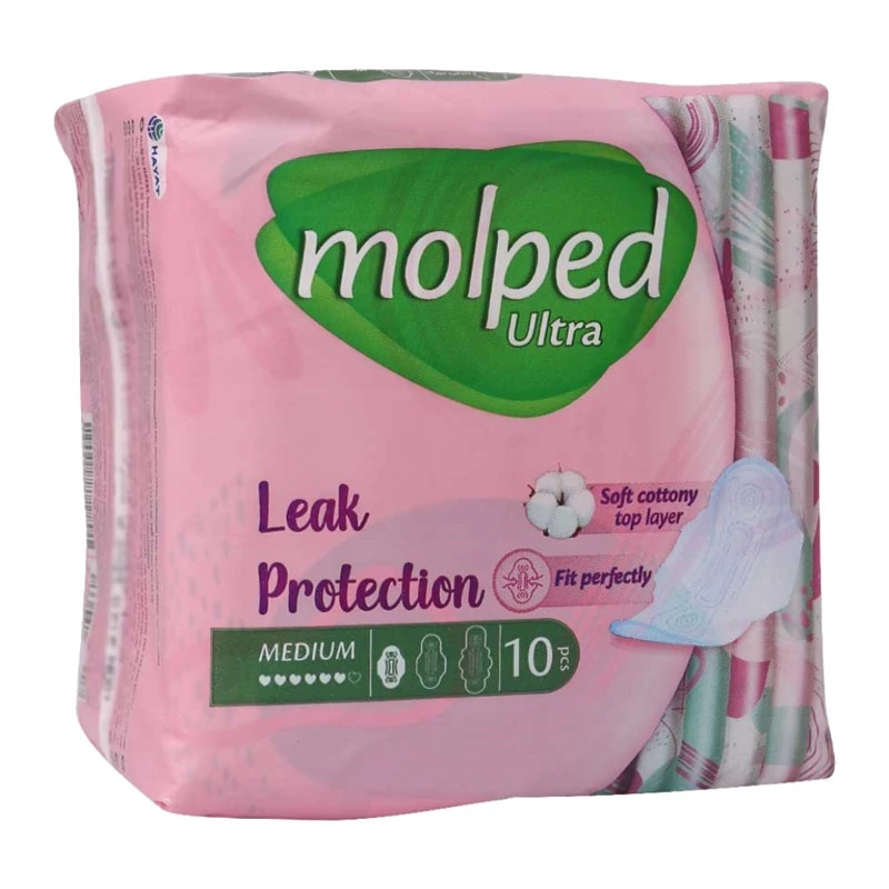 پد بهداشتی نازک مولپد Molped مدل Leak Protection سایز بزرگ بسته 8 عددی