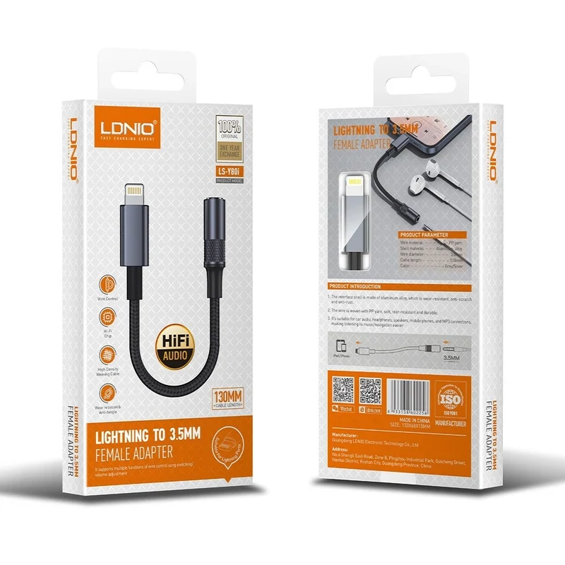 جک تبدیل LIGHTNING به AUX برند LDNIO مدل LS-Y80I