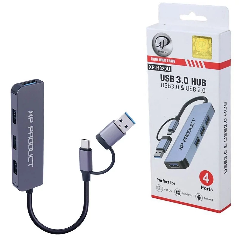 هاب 4 پورت با رابط USB3.0/Type-C مدل XP-H829U
