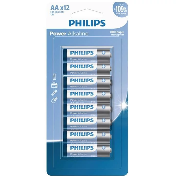 باتری قلم (AA ) فیلیپس مدل power alkaline بسته 12 عددی 