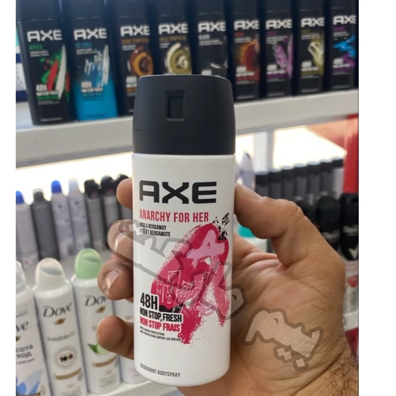 اسپری بدن آکس Axe زنانه رایحه رز و ترنج مدل Anarchy for her حجم 150 میل 48 ساعته