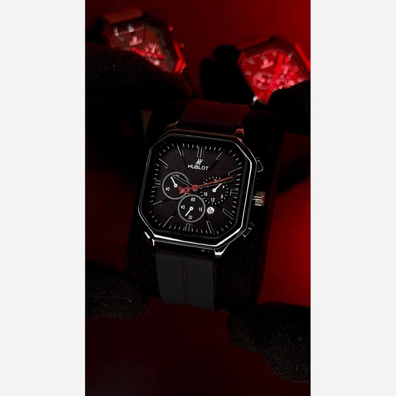 ست ساعت زنانه و مردانه هابلوت Hublot سه موتوره فعال بند رابر موتور ژاپن کد 2115845