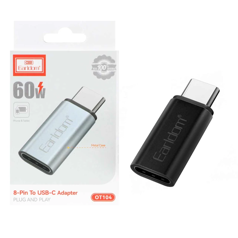 تبدیل Earldom Type-C To Lightning مدل OT104 - مشکی