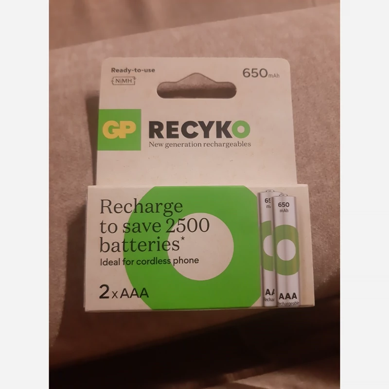 باتری نیم قلمی قابل شارژ جی پی مدل Rechargeable Recyko 650 بسته دو عددی