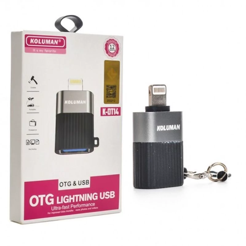 مبدل OTG تبدیل USB به لایتنینگ کلومن مدل KOLUMAN K-OT14