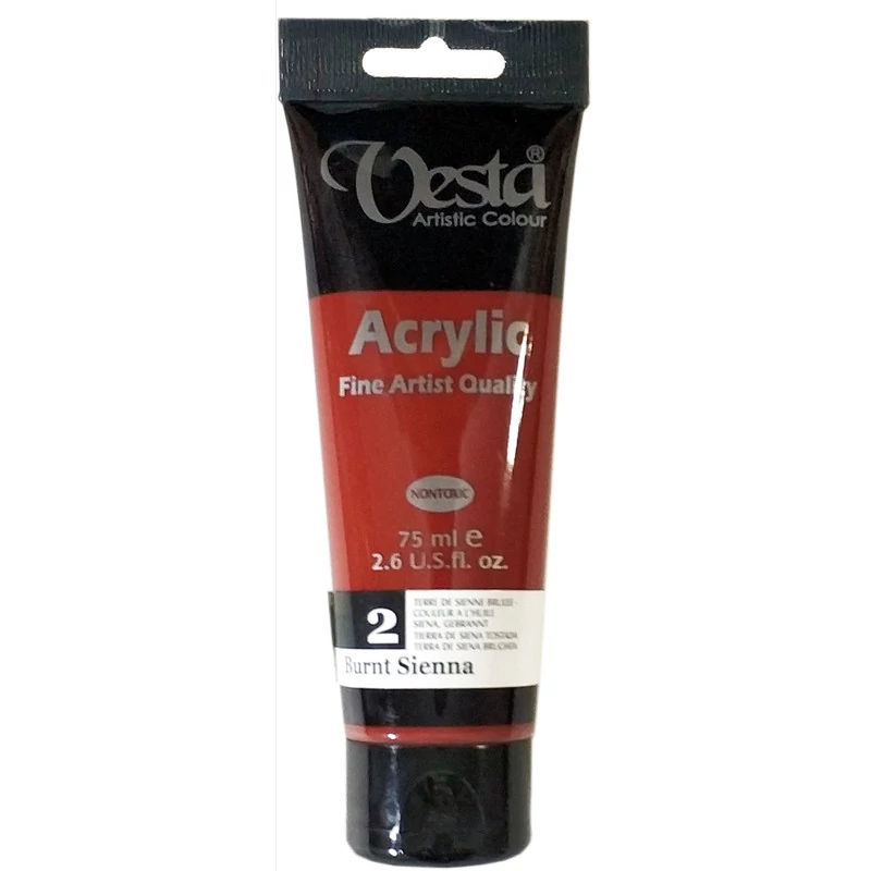 رنگ اکریلیک وستا مدل 02 Burnt Sienna حجم 75 میلی لیتر D7F
