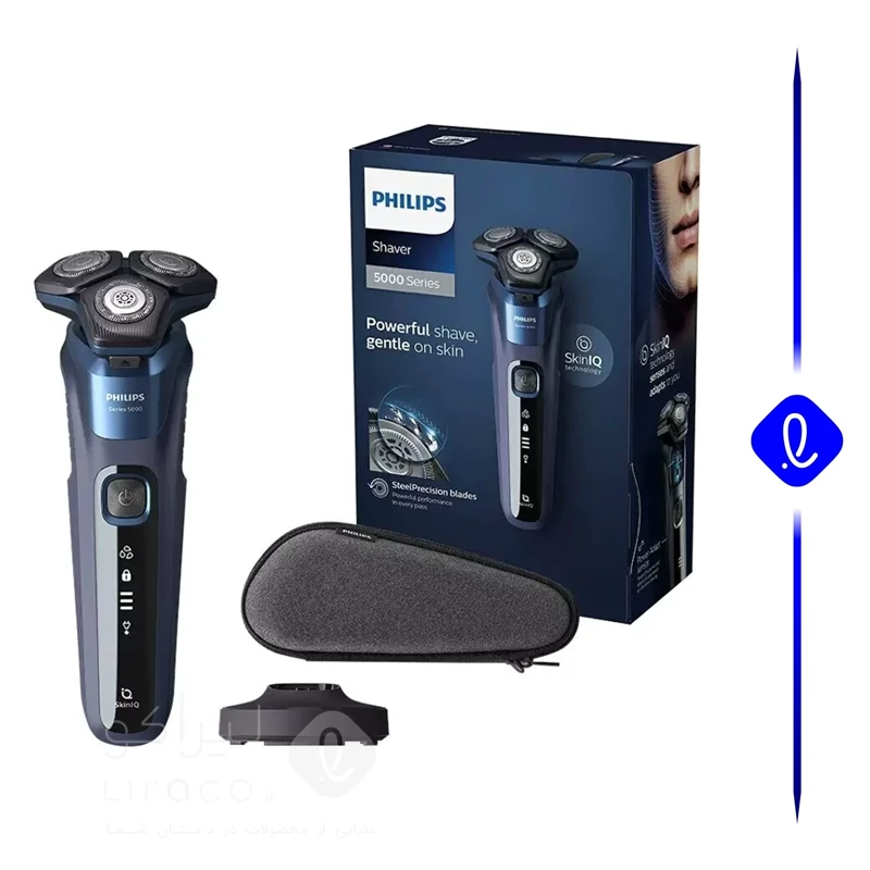 ماشین اصلاح موی صورت فیلیپس مدل S5885 با 45 تیغه چرخشی، باتری 1200 میلیآمپر ساعت، شارژ USB، ضدآب و طراحی ارگونومیک و ...