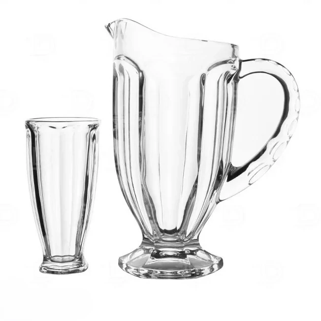 ست پارچ و لیوان جنوا لب پلاتین ( تضمین بالاترین کیفیت پلاتین در ایران ) ساخت با کیفیت چین ( 7 پارچه)