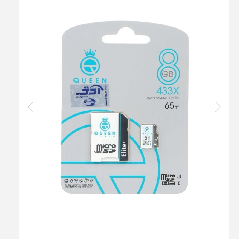 کارت حافظه Micro SDHC کوئین تک مدل Elite V10-433X کلاس 10 استاندارد UHS-l U1 سرعت 65mbps ظرفیت 16 گیگابایت به همراه آداپ