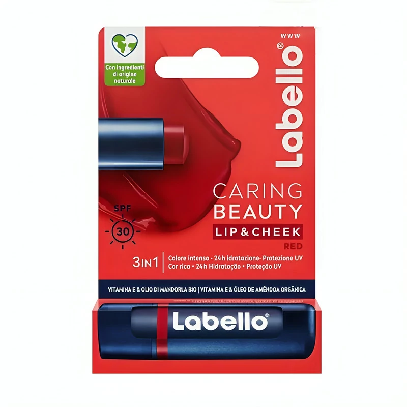 بالم لب لابلو مدل Caring Beauty 3-in-1 قرمز با عصاره شیباتر، ویتامینهای تقویتی، ضد حساسیت و محافظت SPF، مناسب پوست خش...