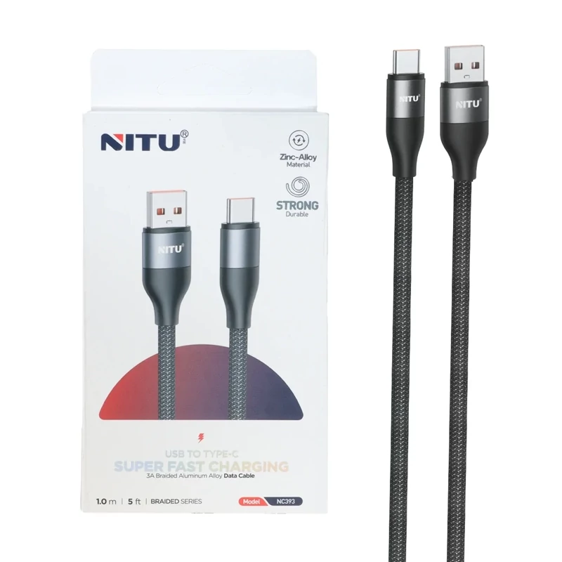 کابل شارژ فست Nitu Type-C مدل NC393 60W - مشکی (گارانتی 18 ماهه تعویض نیکان همراه)