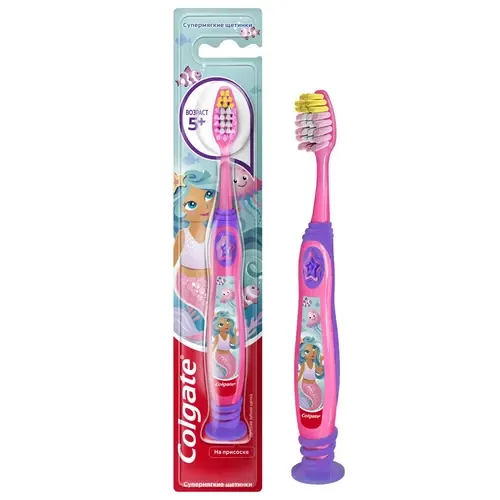 مسواک کودک کلگیت مدل پری دریایی مناسب 5 سال به بالا اورجینال | برس نرم با طراحی فانتزی Mermaid برای دندانهای کودکان