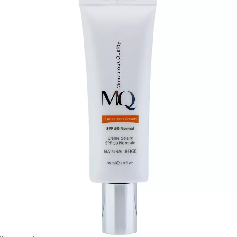 کرم ضد آفتاب نرمال فاقد چربی SPF50 بژ طبیعی ام کیو حجم 55 میلی لیتر