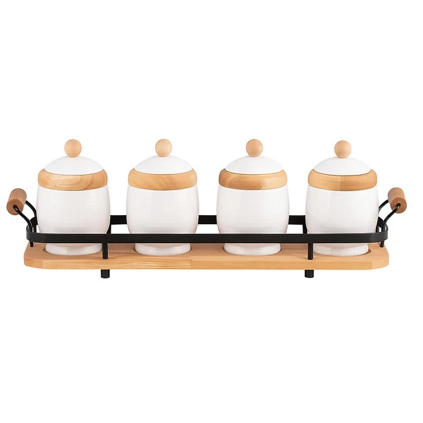 ست جای ادویه 4 پارچه ریور کد DH4916 به همراه استند