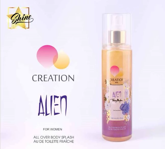 بادی اسپلش زنانه کریشن آیریس مدل آلین Alien شاین دار حجم 240 میلی لیتر