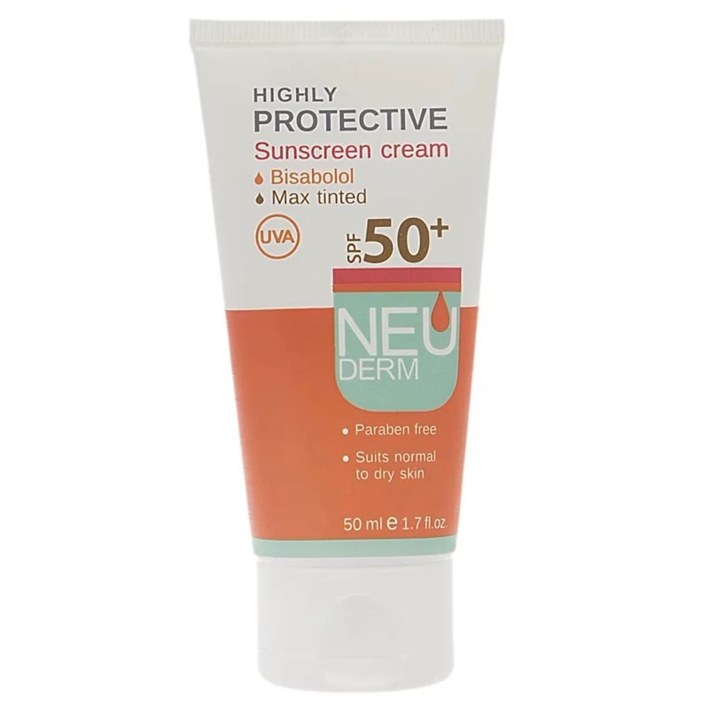 کرم ضد آفتاب رنگی نئودرم +SPF50 مدل Highly Protective مناسب پوست های انواع پوست حجم 50 میلی لیتر