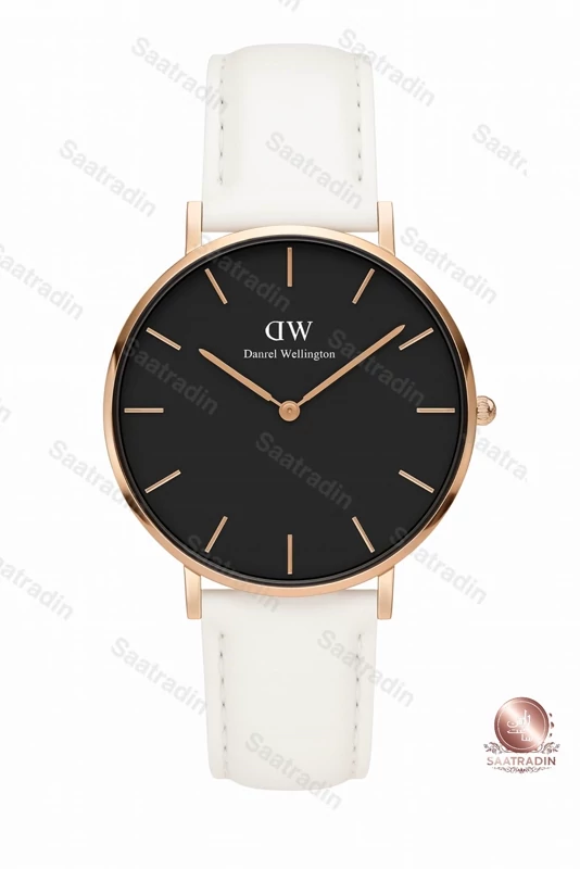 ساعت زنانه دنیل ولینگتون صفحه مشکی بند چرمی سفید 32 میلیمتر – هایکپی درجهیک (Daniel Wellington Classic Black Dial Whi