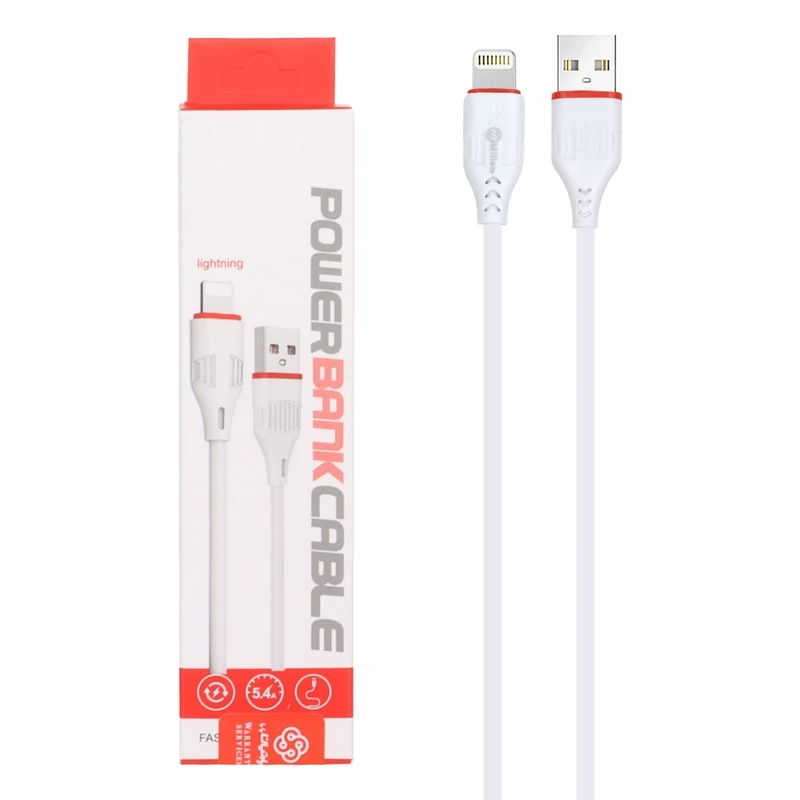 کابل شارژ پاوربانک USB To Lightning برند Miller اورجینال مدل CA-1444 سفید 25 سانتی متری TPE کد 129581