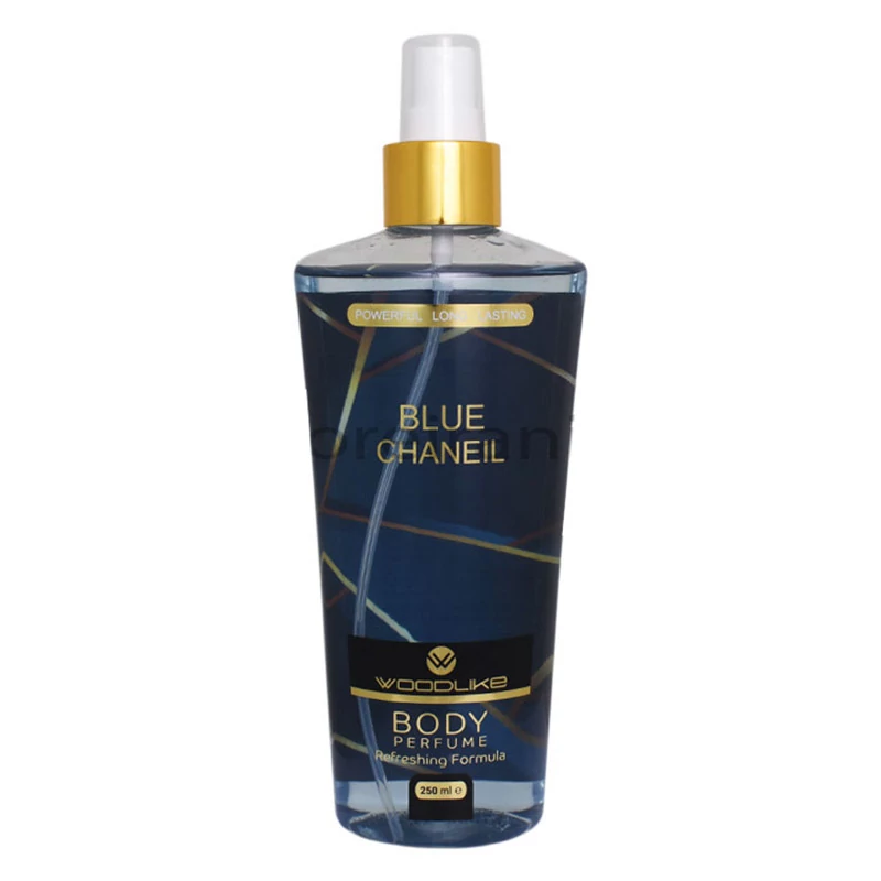 بادی اسپلش مردانه وودلایک بلو شنل BLUE CHANIL با حجم 250 میلی لیتر