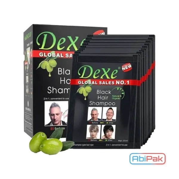 پک 10 عددی شامپو رنگ مو ساشه ای دکسه Dexe مشکی Black Hair Shampoo