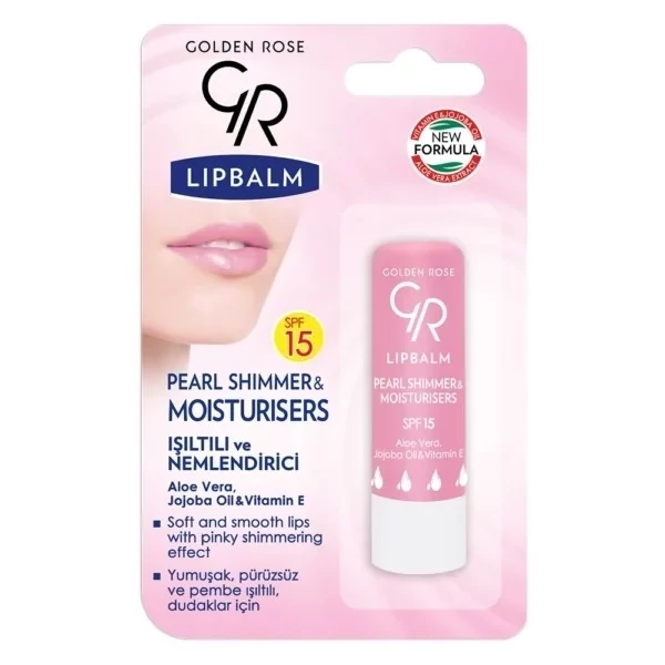 بالم لب مرطوب کننده و براق مرواریدی گلدن رز با SPF 15