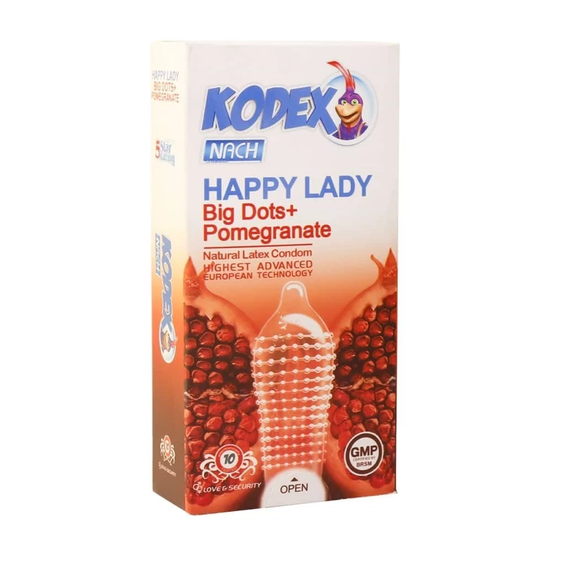 کاندوم کدکس مدل Happy Lady بسته 10 عددی تحرک کننده