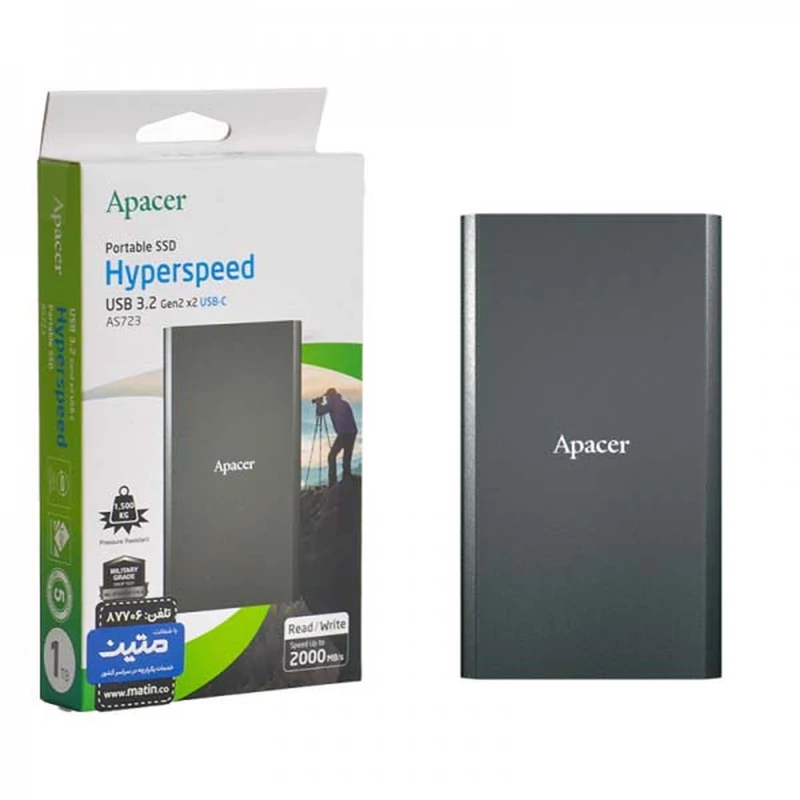 هارد Apacer SSD مدل AS723 Hyperspeed ظرفیت 1TB - مشکی (گارانتی متین)