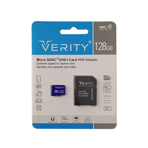 کارت حافظه microSD وریتی مدل U3 سرعت 80MBps ظرفیت 64 گیگابایت به همراه آداپتور SD
