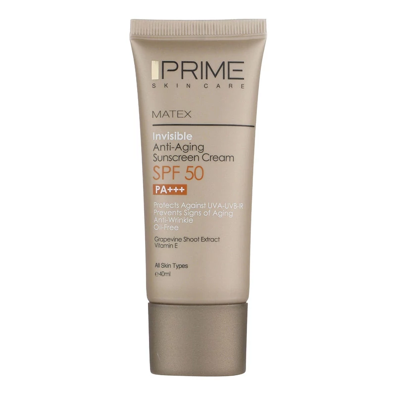 کرم ضد آفتاب جوان کننده بی رنگ فاقد چربی SPF50 پرایم