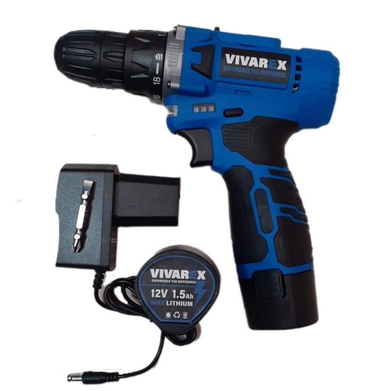 دریل شارژی دو باطری بدون لوازم ویوارکس مدل VR1215V-2B (پس کرایه)