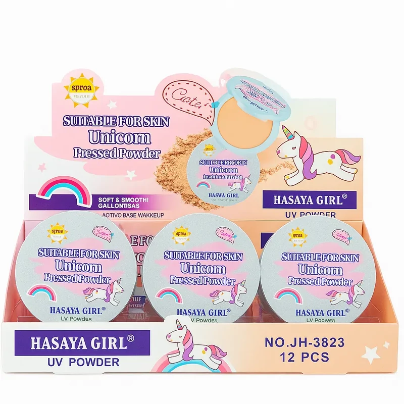 پنکک مدل یونیکورنی ضد آفتابدار SPF35 برند هاسیا محصولات سالم وگیاهی 