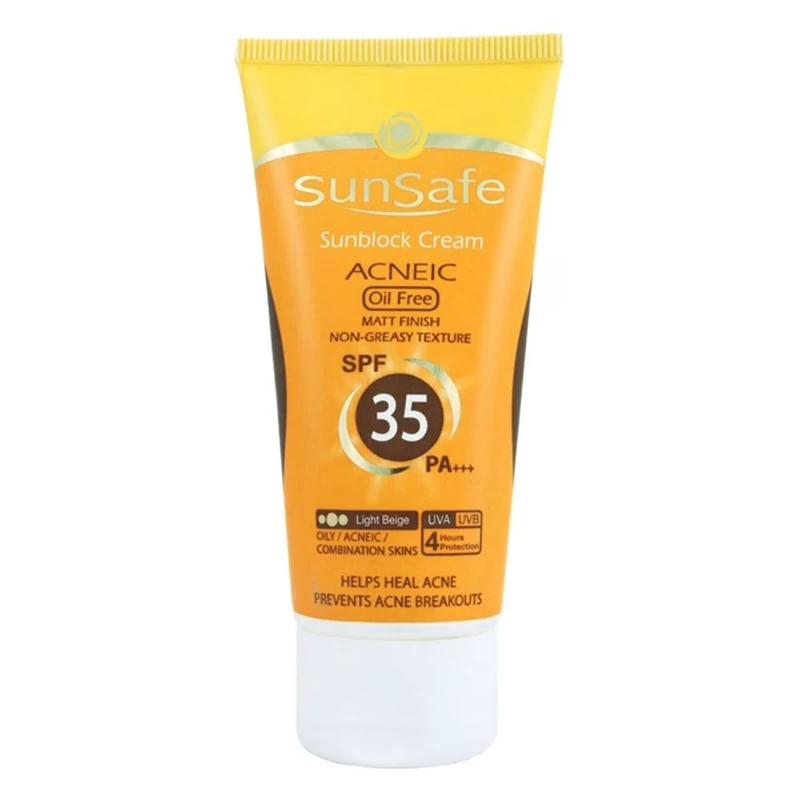 کرم ضد آفتاب سان سیف SPF50 مناسب پوست چرب و آکنه ای حجم 50 میلی لیتر