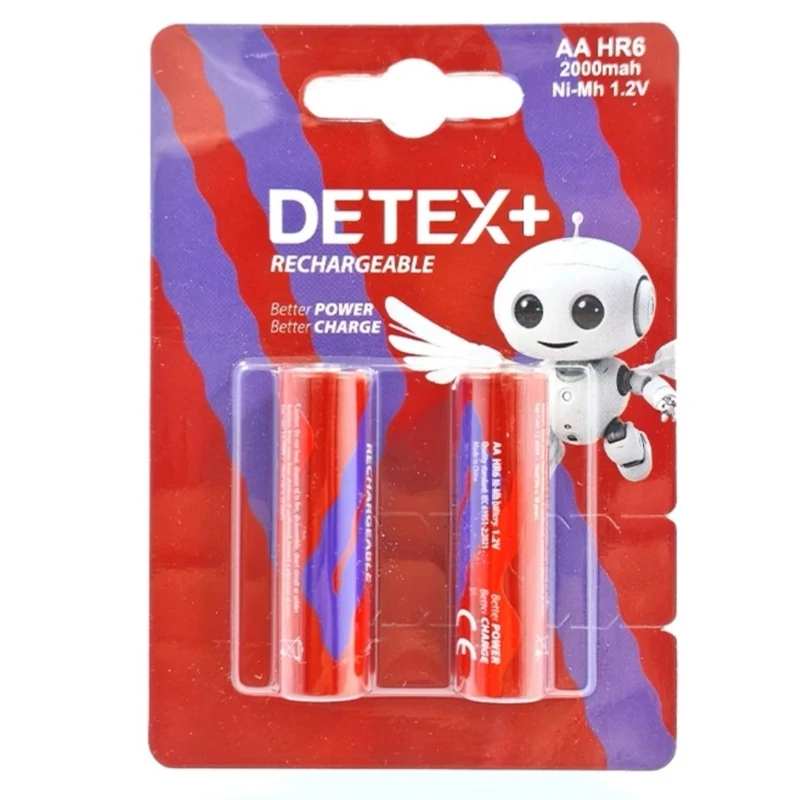 باتری شارژی قلمی دیتکس پلاس مدل DETEX+ AA HR6 2000mah 1.2V