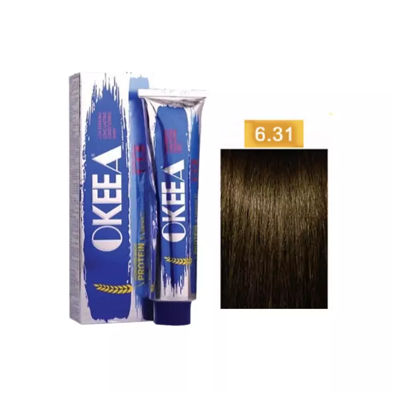 رنگ مو 100میل اکیا OKEEA سری BEIGE شماره 6/31 بلوند بژ تیره