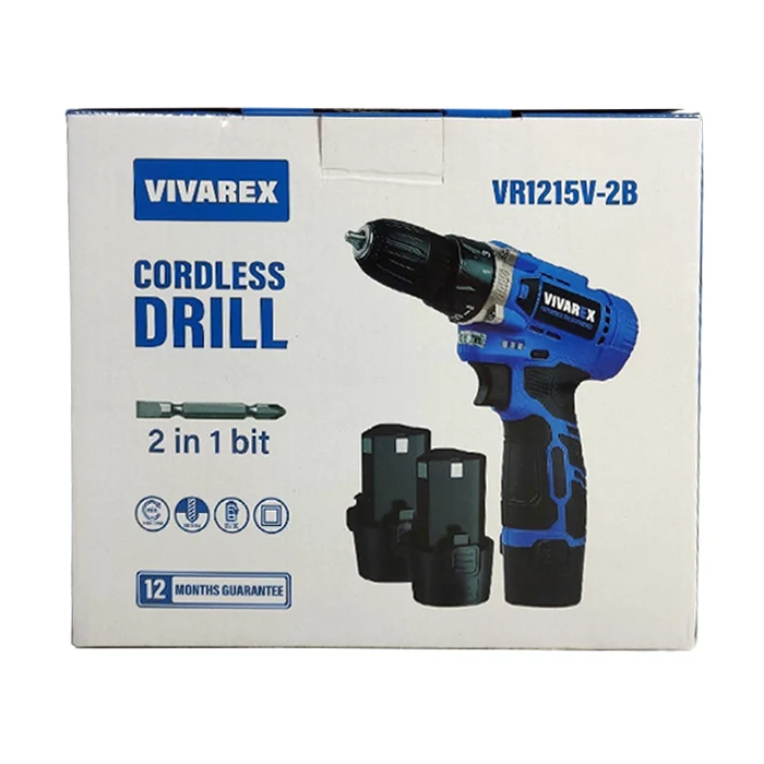 دریل شارژی ویوارکس مدل VR1215V ظرفیت 12 ولت با 2 باتری اتوماتیک