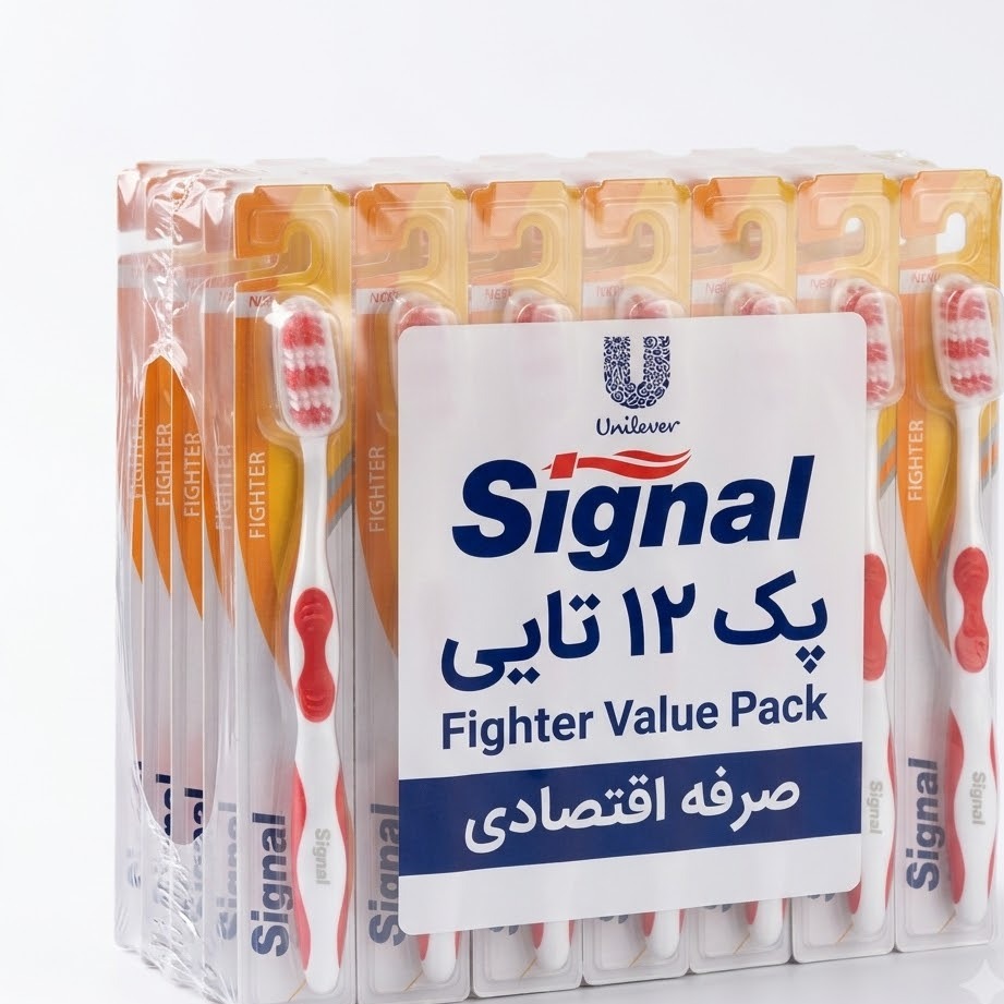 مسواک سیگنال Fighter با برس متوسط (پک 12 تایی)