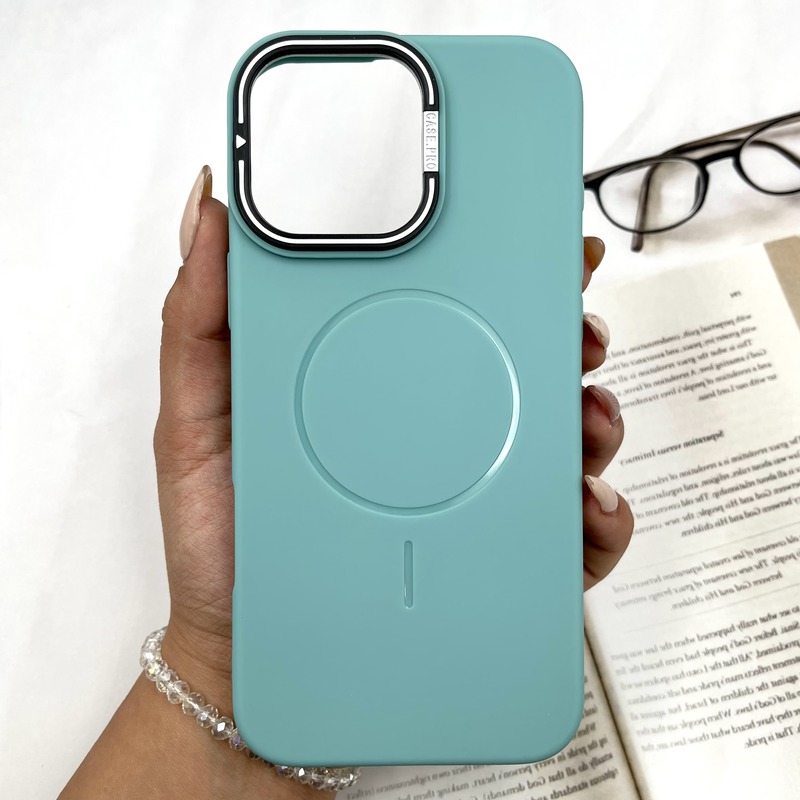 قاب گوشی iPhone 16 Pro Max آیفون سیلیکونی Case Pro مگ سیف Magsafe اورجینال لنز برجسته استند شو سبز کد 817158