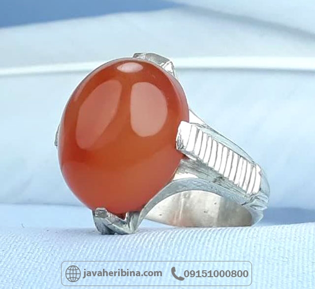 انگشتر عقیق یمنی پرتقالی خوشرنگ بسیار زیبا مردانه کد35172