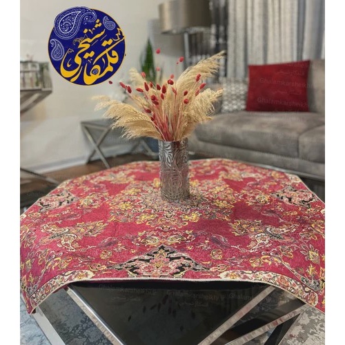 ترمه مربع طرح بته جقه و اسلیمی نخ پلی استر اعلا