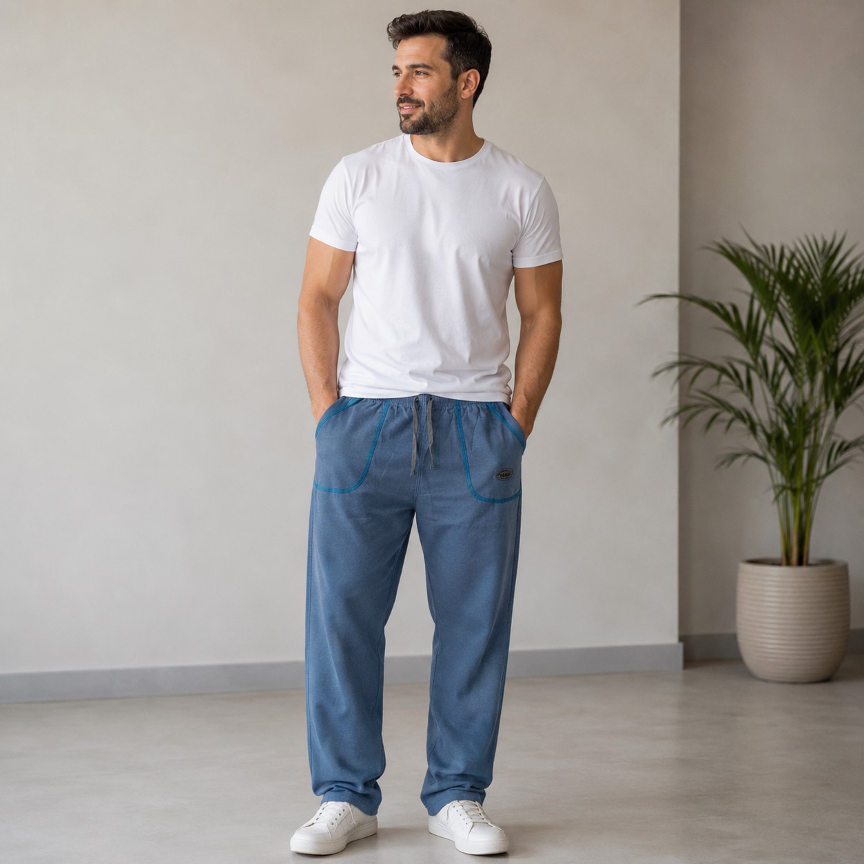شلوار راحتی مردانه خانگی ( پارچه نساجی ) پیژامه 5 سایزی سایزLتا xxxxxl