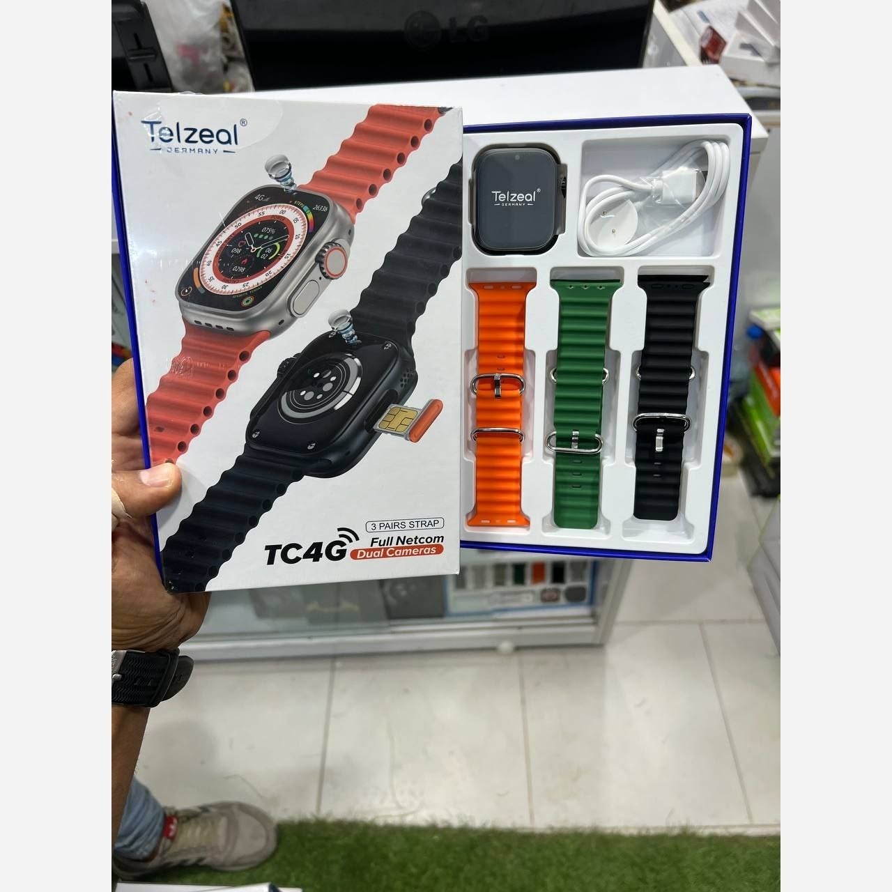 ساعت هوشمند سیم کارت خور Telzeal مدل TC4G ریجستری با 64 گیگ حافظه داخلی و 4 گیگ رم 2 دوربین و 3 بند قیمت عالی