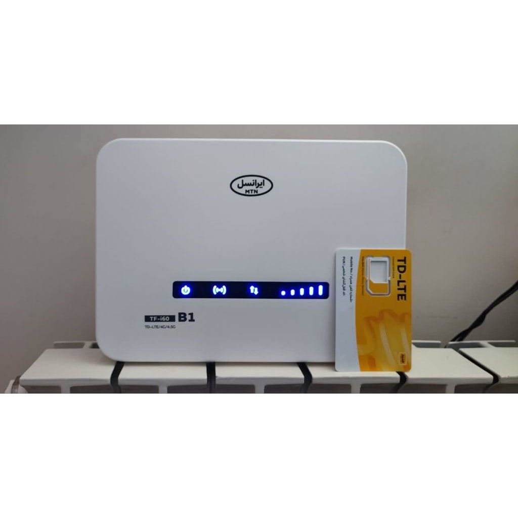 مودم 4G TD-LTE ایرانسل مدل TF-i60 B1 به همراه سیم کارت خام پلمب و (50 گیگ اینترنت هدیه)