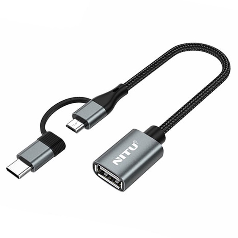 کابل تبدیل Nitu NT-CN21 OTG USB To MicroUSB Type-C