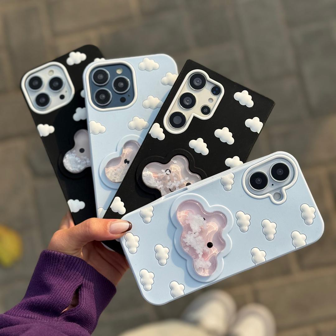 قاب آکواریومی ابری Aqua Cloud Case مناسب گوشی های Samsung Galaxy رنگ مشکی و آبی همراه اکسسوری