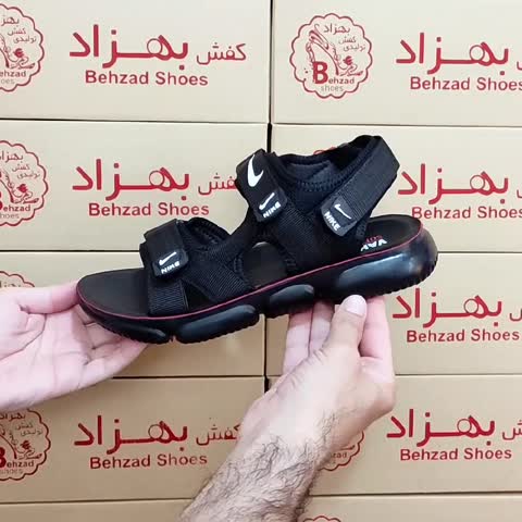 صندل تابستانی مردانه پسرانه رنگ مشکی سایز 40 تا 45 زیره پیو تزریق لژ 3 سانتی رویه راشل خارجی بند پُشت چسبی 